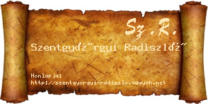Szentgyörgyi Radiszló névjegykártya